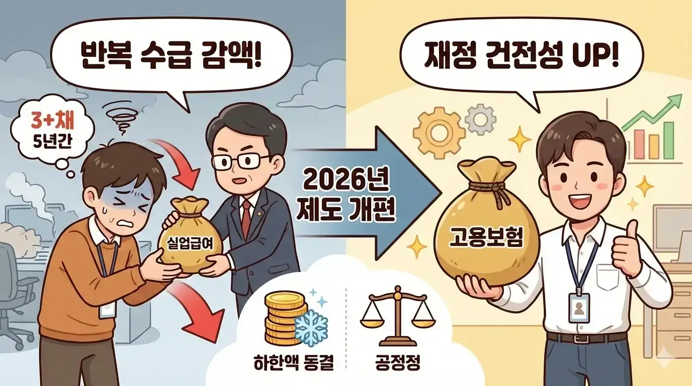 2026년 실업급여 제도 개편, 하한액 동결과 반복 수급자 감액 완벽 분석