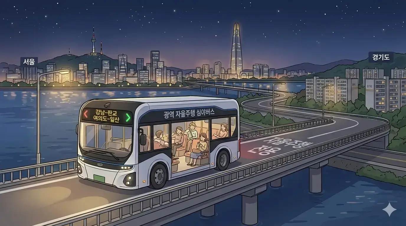 서울 경기 심야 귀가길 안심, 광역 자율주행 심야버스 5개 노선 대폭 추가