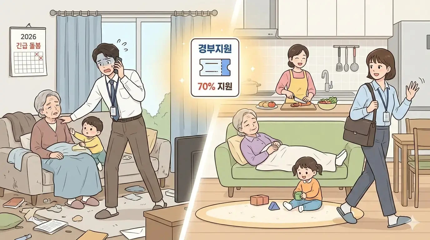 긴급 가족돌봄 필요할 때, 정부가 가사도우미 비용 70% 지원합니다 (2026년 시행)