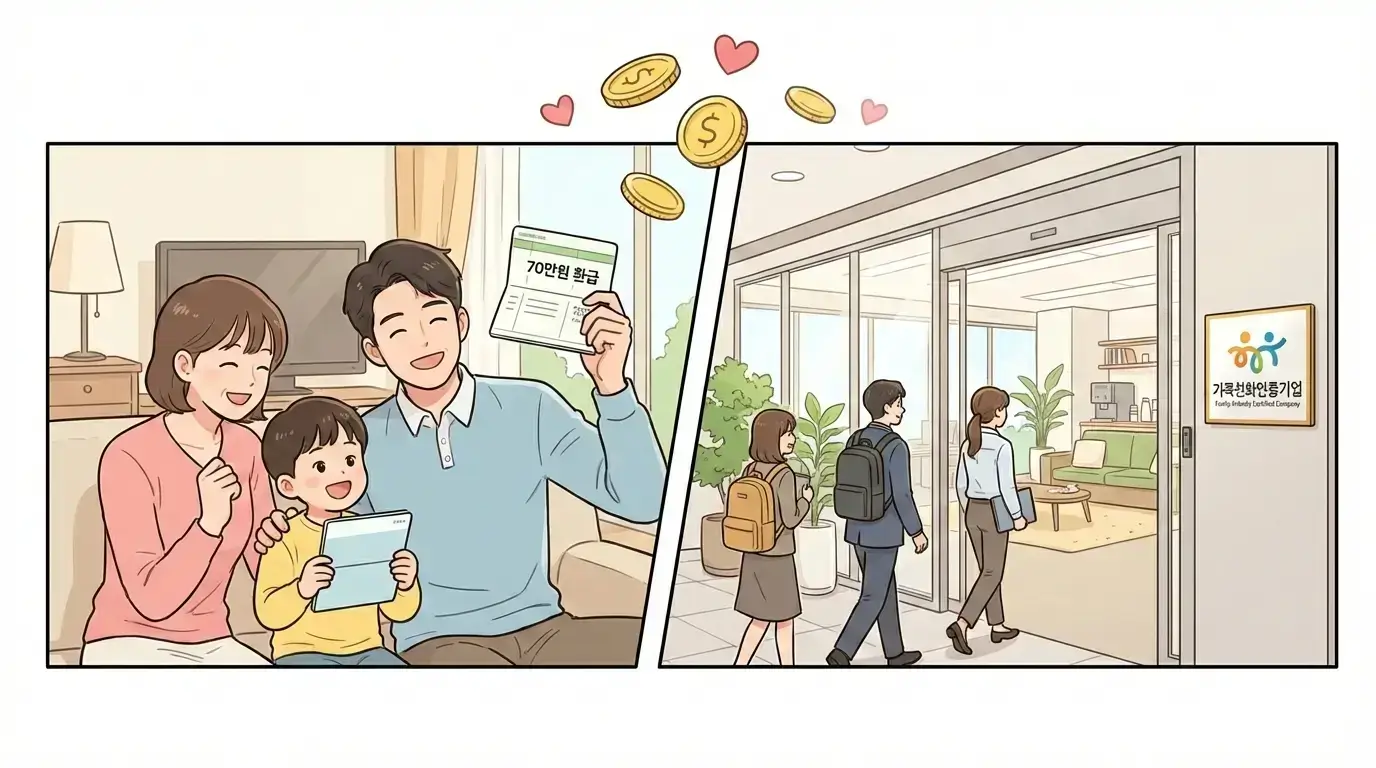 '워라밸' 좋은 회사 다니면 연 70만원 세금 환급! '가족친화인증기업' 근로자 특별 세액공제 신설
