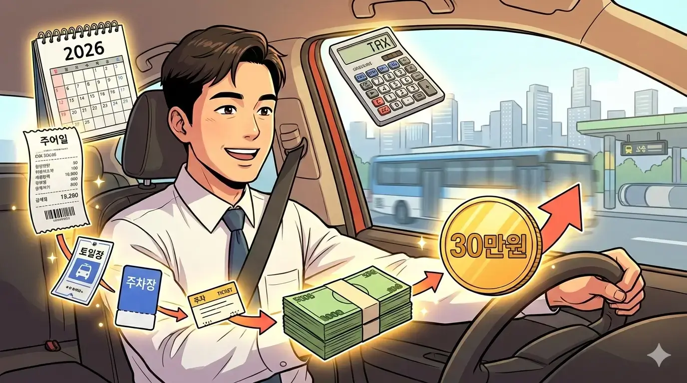 자가용 출퇴근족 필수 정보! 2026년 신설 '출퇴근 교통비 세액공제'로 연 30만원 돌려받으세요