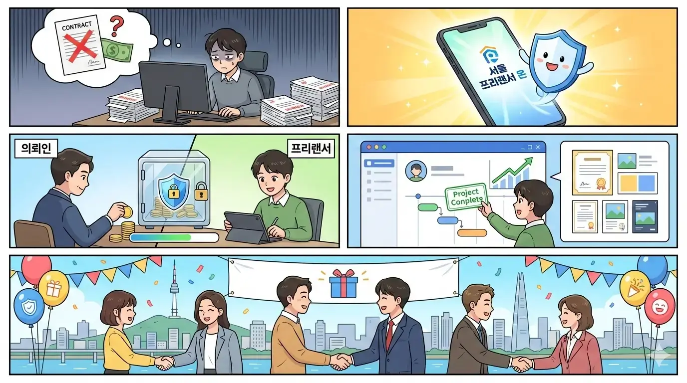 프리랜서, 돈 떼일 걱정 없어요! 서울 프리랜서 온 정식 오픈, 안심결제와 실적관리 한 번에